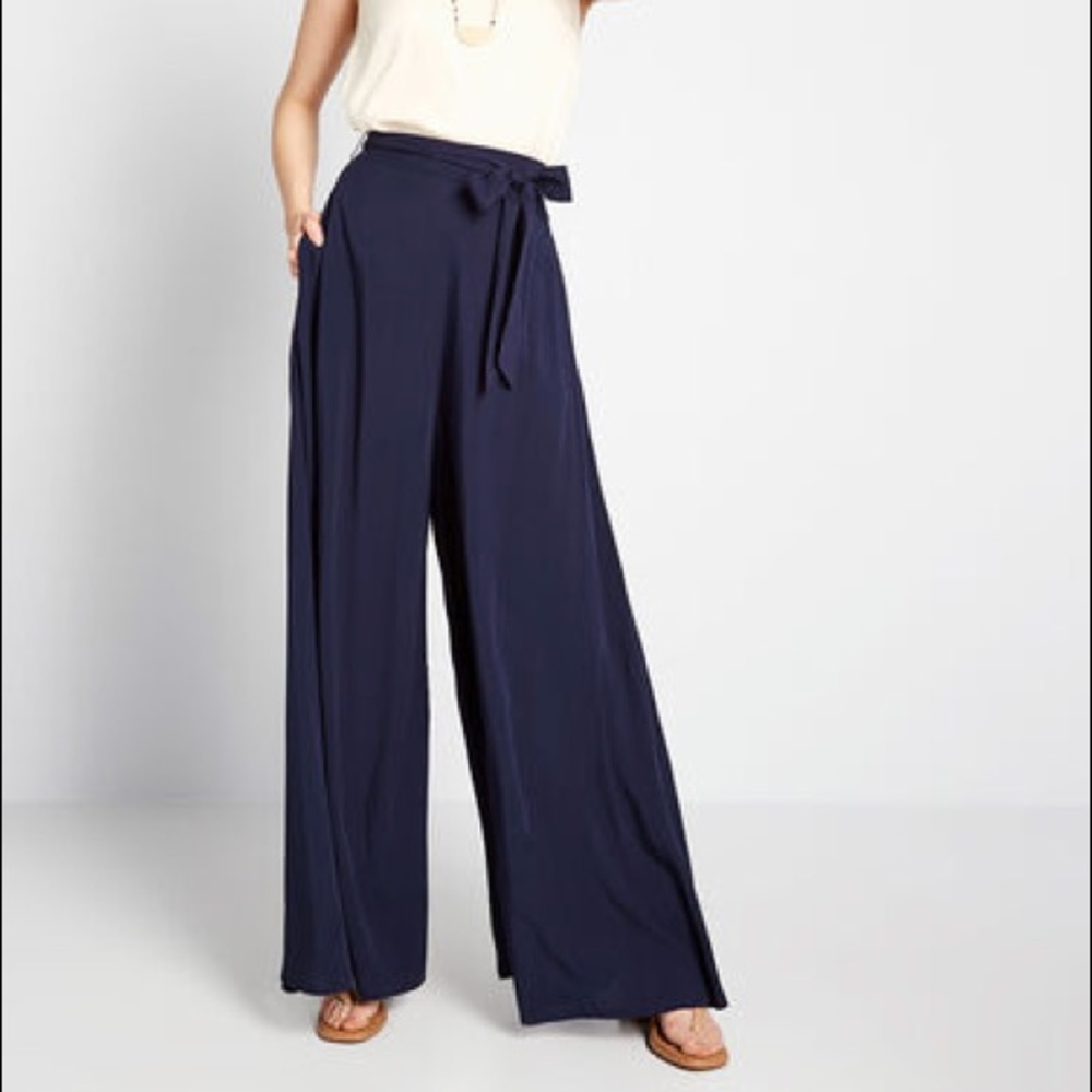 Navy Wide Leg Pants